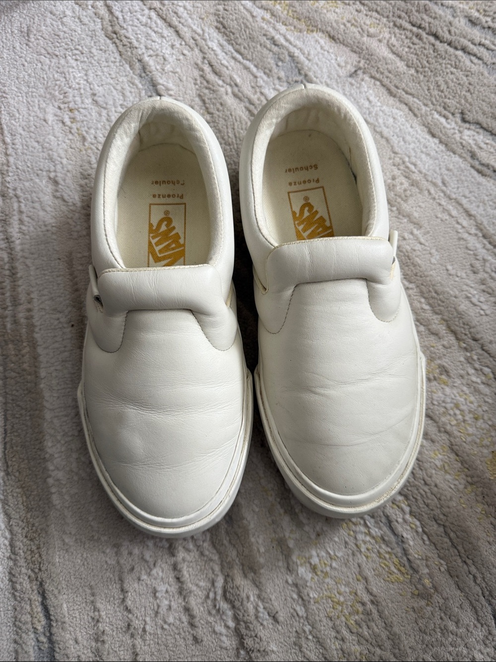 Vans Kids White Slip-On Leather Sneakers